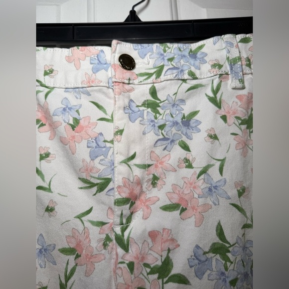 Calvin Klein Floral Cotton Twill Pants Size 12 Blue Pink Soft - Picture 5 of 7